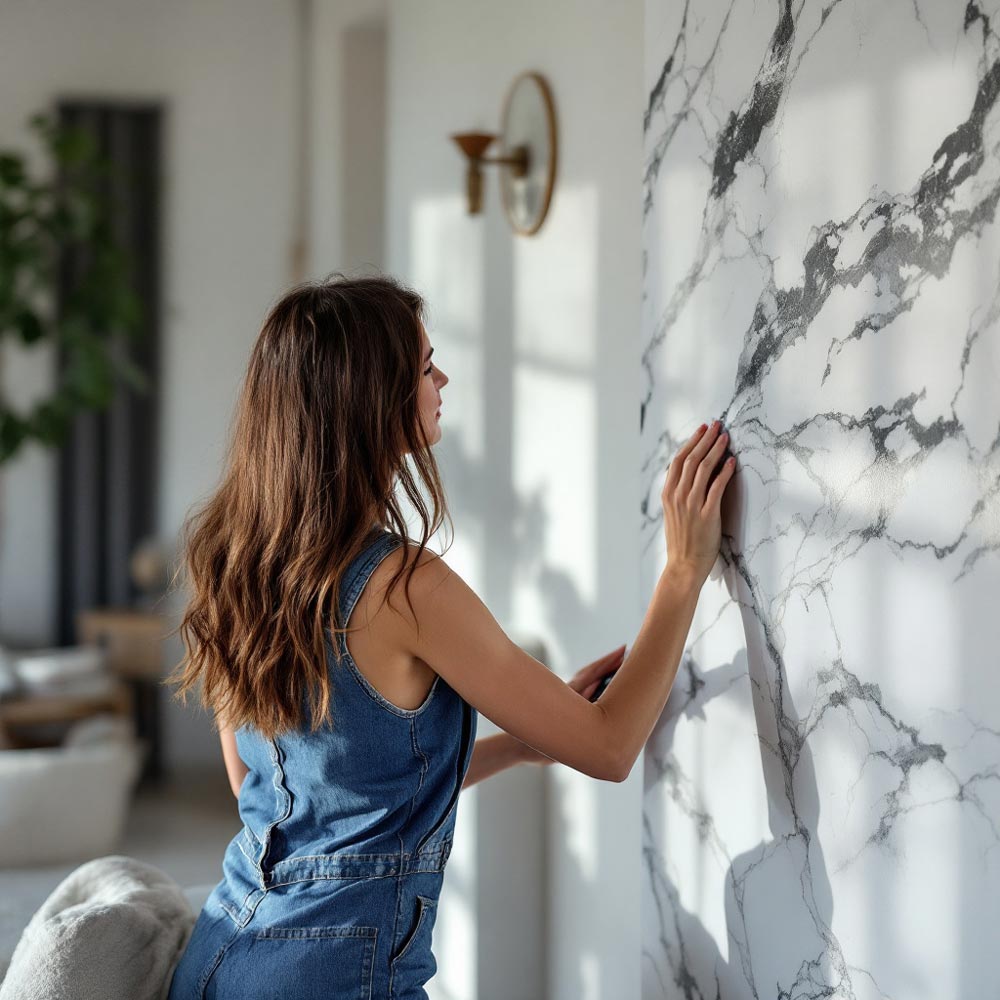 Pannelli di design per un muro effetto marmo.